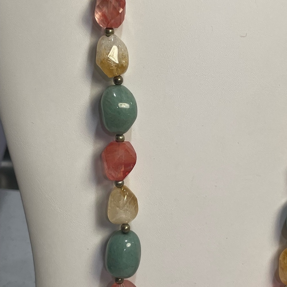 Single Strand Multicolor Multi Gemstone Necklace … - image 2